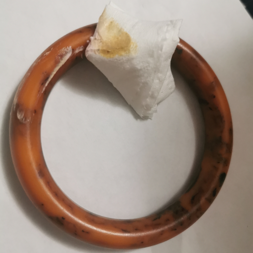 Butterscotch Root Beer Swirl Marbled Bakelite Bangle Bracelet Tested 32g - Picture 4 of 4